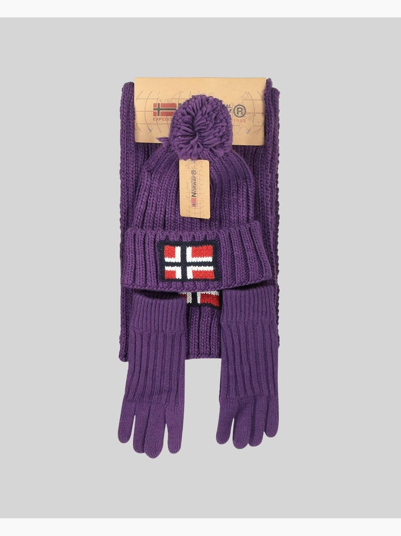 Conjunto de gorro, cachecol e luvas wamilla xamilla zamilla – geographical norway Roxo - Kiabi