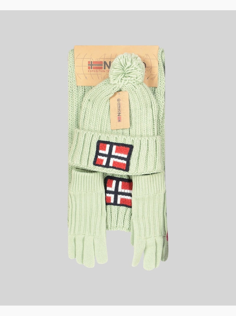 Conjunto de gorro, cachecol e luvas wamilla xamilla zamilla – geographical norway Verde pastel - Kiabi