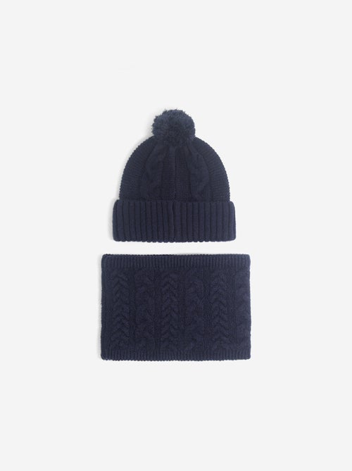 Conjunto de gorro de malha e gola de malha - 2 peças - Kiabi Conjunto de gorro de malha e gola de malha - 2 peças - Kiabi