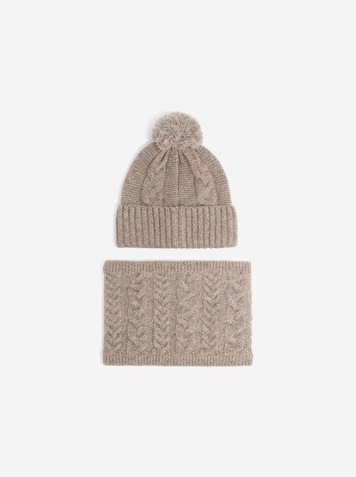 Conjunto de gorro de malha e gola de malha - 2 peças - Kiabi Conjunto de gorro de malha e gola de malha - 2 peças - Kiabi