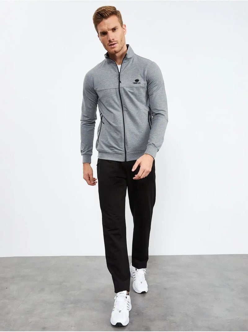 Conjunto de homem de sweatshirt com fecho frontal e calças tommy Cinza - Kiabi