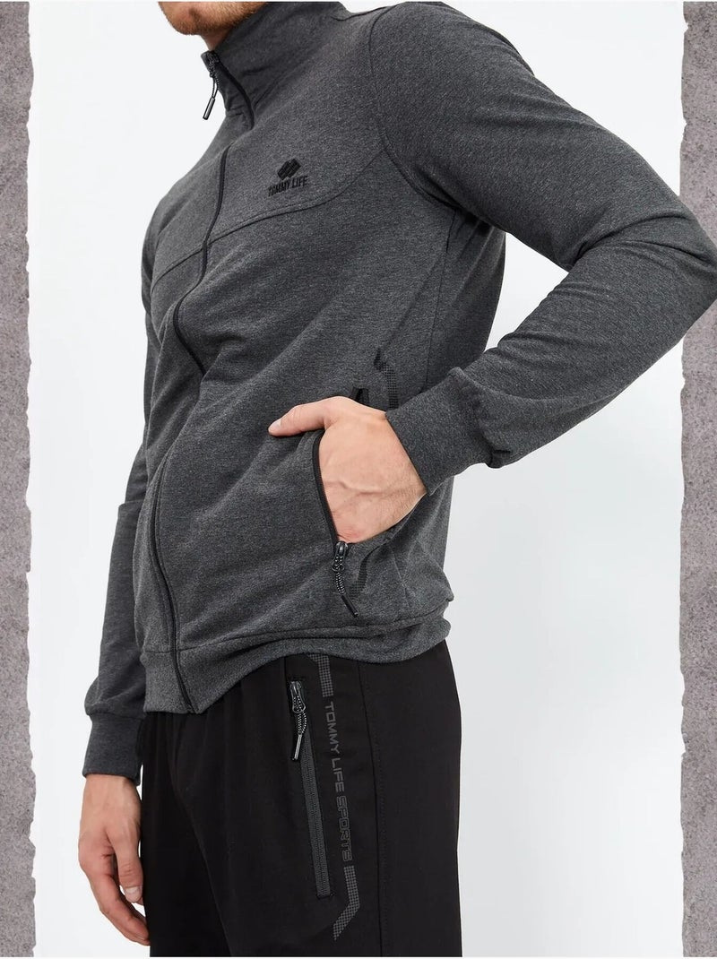 Conjunto de homem de sweatshirt com fecho frontal e calças tommy Cinza-preto - Kiabi
