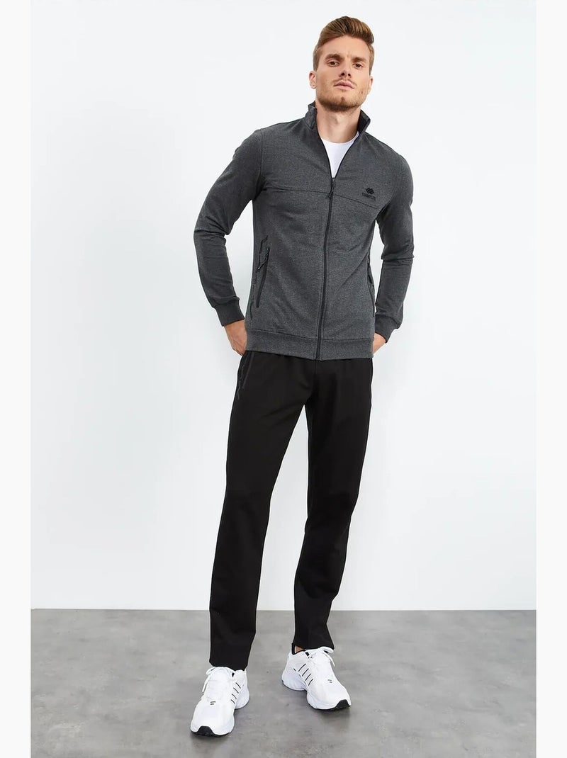 Conjunto de homem de sweatshirt com fecho frontal e calças tommy Cinza-preto - Kiabi