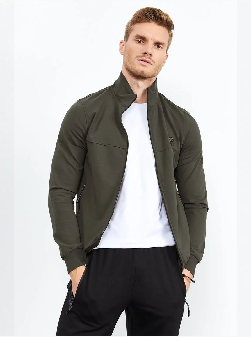Conjunto de homem de sweatshirt com fecho frontal e calças tommy Verde cáqui - Kiabi