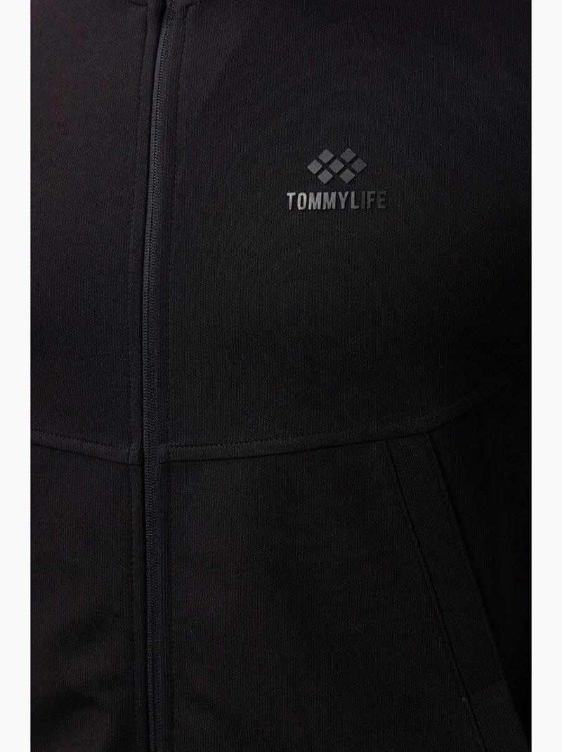 Conjunto de homem de sweatshirt de manga comprida com fecho e calças tommy Preto - Kiabi