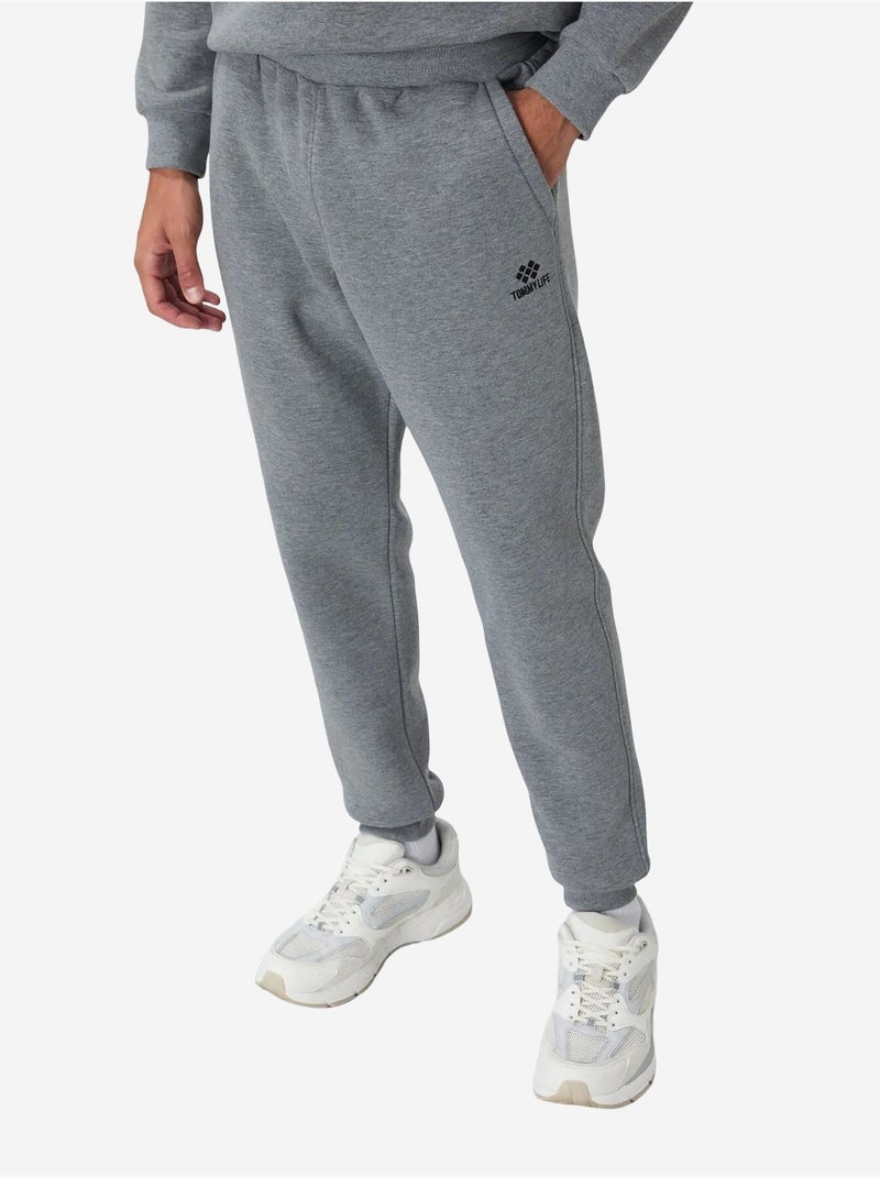 Conjunto de homem de sweatshirt e calças em felpa de algodão e poliéster tommy Cinza - Kiabi