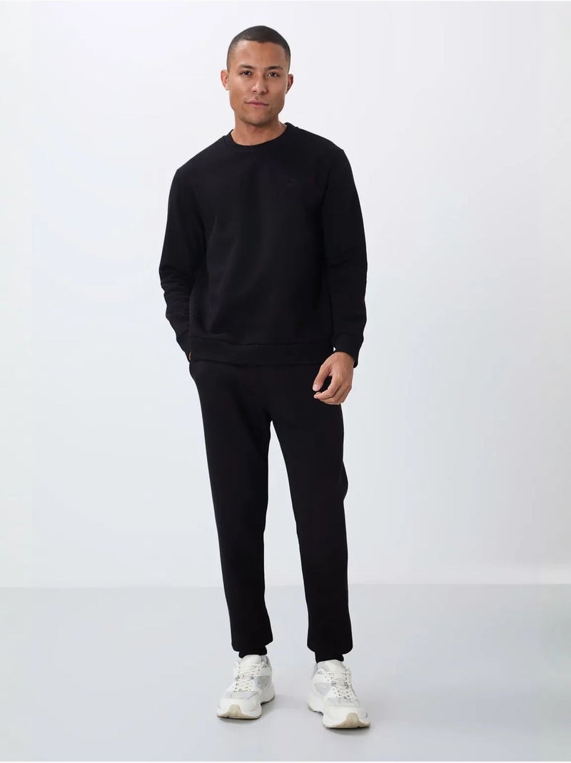 Conjunto de homem de sweatshirt e calças em felpa de algodão e poliéster tommy Preto - Kiabi