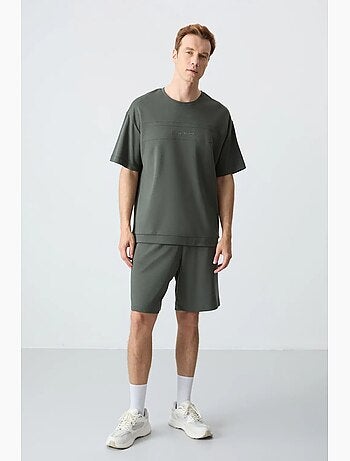 Conjunto de homem de t-shirt oversized e calções em mistura de algodão tommy