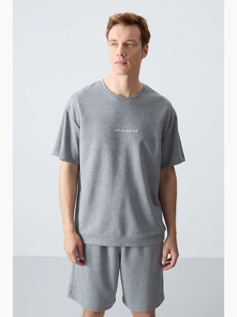 Conjunto de homem de t-shirt oversized e calções em mistura de algodão tommy Cinza - Kiabi