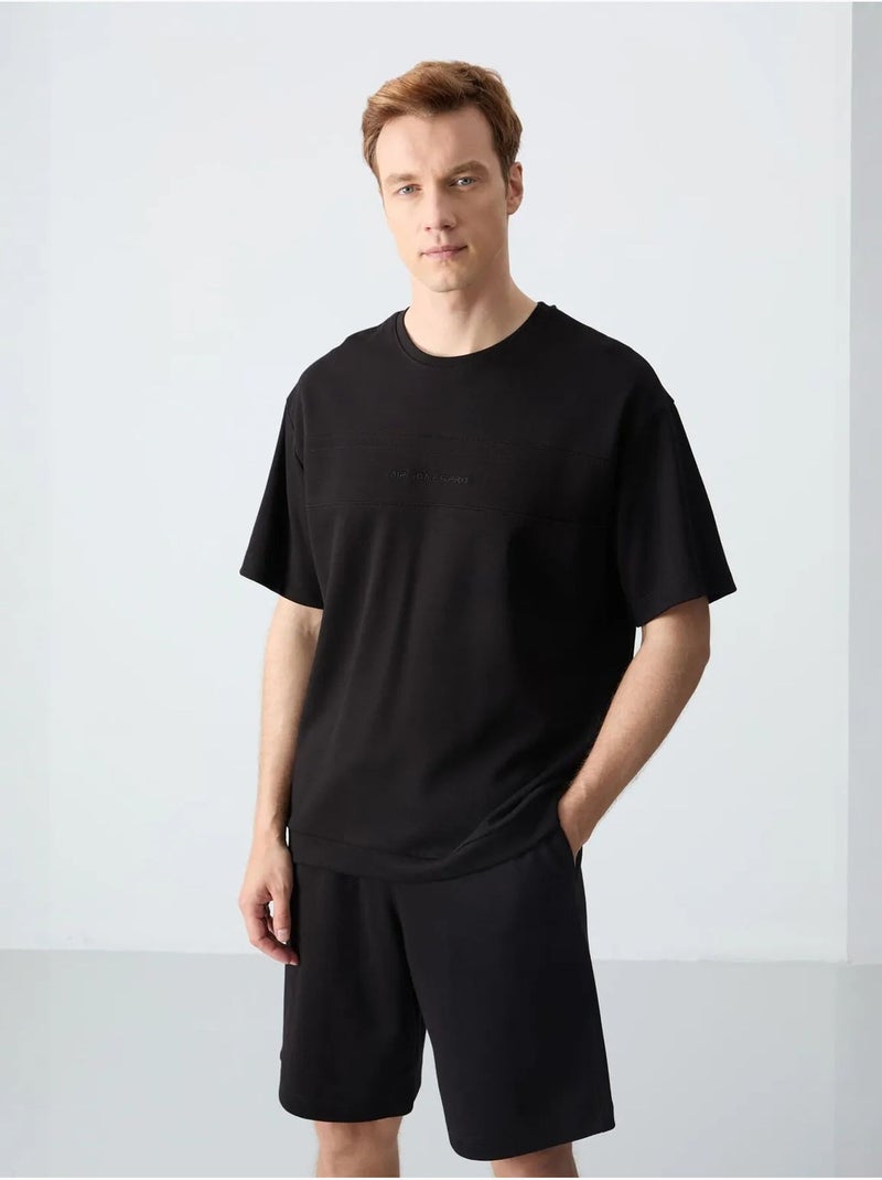 Conjunto de homem de t-shirt oversized e calções em mistura de algodão tommy Preto - Kiabi