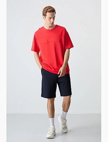 Conjunto de homem de t-shirt oversized e calções em mistura de algodão tommy
