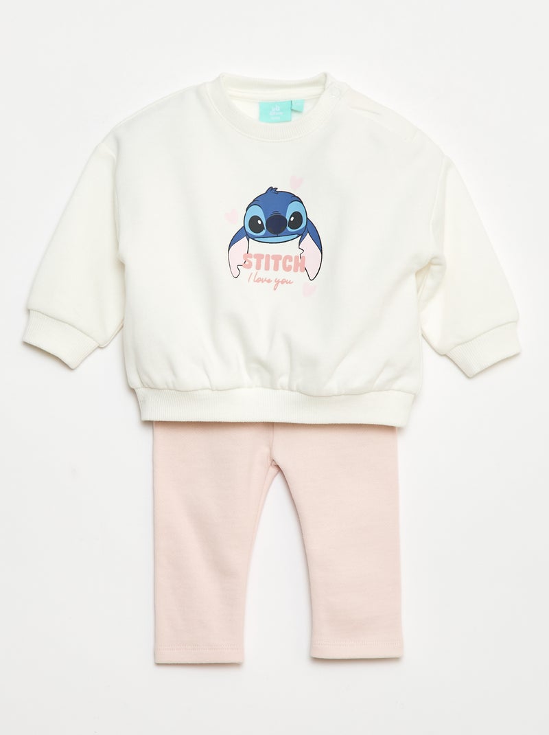 Conjunto de jogging 'Disney' 'Stitch' sweat + calças - 2 peças Branco - Kiabi