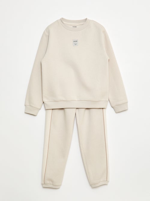 Conjunto de jogging em moletom cardado sweat + calças - 2 peças - Kiabi