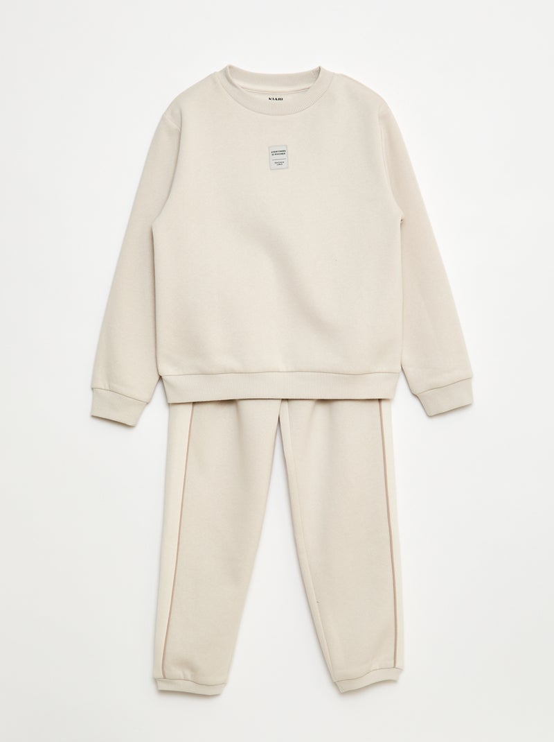 Conjunto de jogging em moletom cardado sweat + calças - 2 peças Cinza - Kiabi