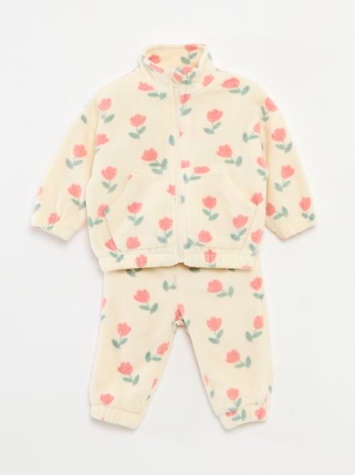 Conjunto de jogging em polar casaco com fecho + calças - 2 peças - Kiabi