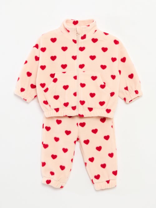 Conjunto de jogging em polar casaco com fecho + calças - 2 peças - Kiabi