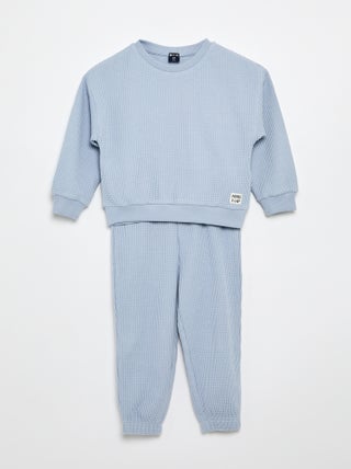 Conjunto de jogging em tecido waffle - 2 peças