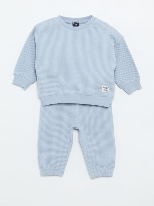 Conjunto de jogging em tecido waffle - 2 peças - Kiabi