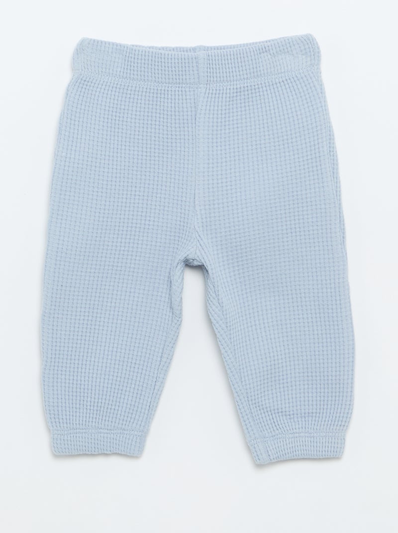 Conjunto de jogging em tecido waffle - 2 peças Azul - Kiabi