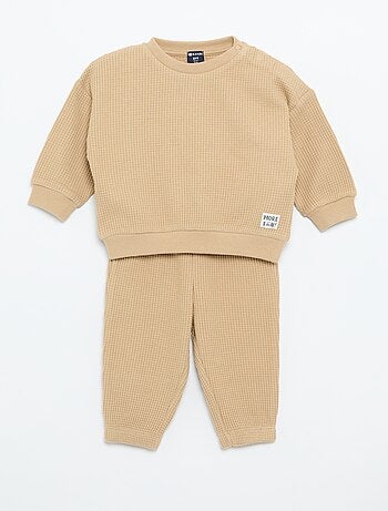 Conjunto de jogging em tecido waffle - 2 peças