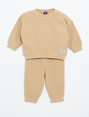 Conjunto de jogging em tecido waffle - 2 peças