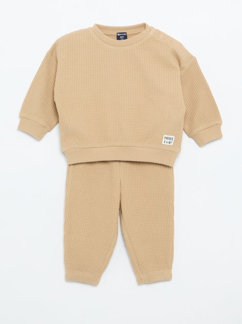 Conjunto de jogging em tecido waffle - 2 peças - Kiabi