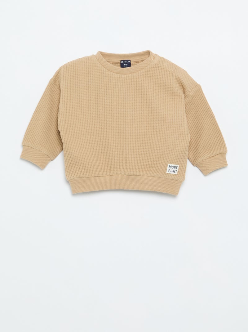 Conjunto de jogging em tecido waffle - 2 peças Bege - Kiabi