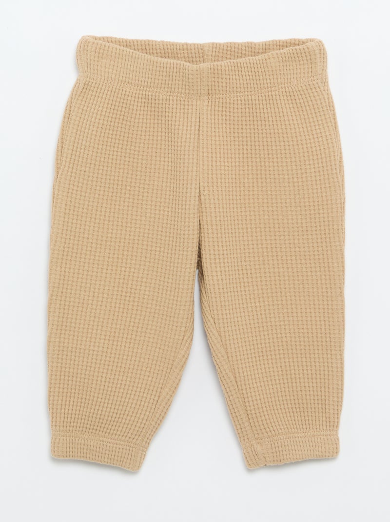 Conjunto de jogging em tecido waffle - 2 peças Bege - Kiabi