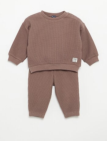 Conjunto de jogging em tecido waffle - 2 peças