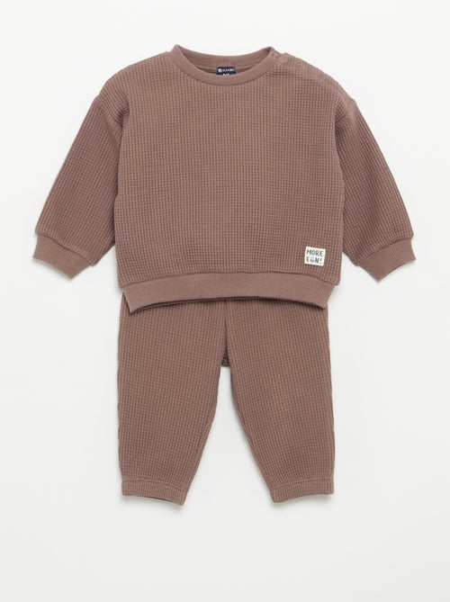 Conjunto de jogging em tecido waffle - 2 peças - Kiabi