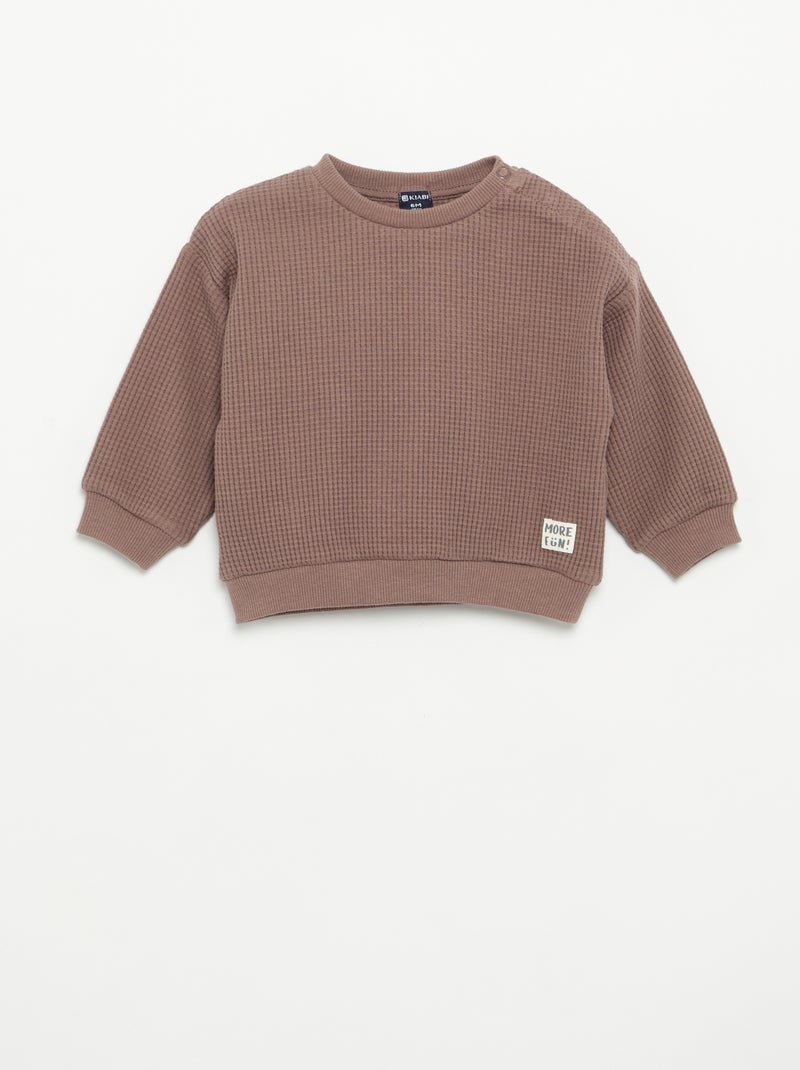 Conjunto de jogging em tecido waffle - 2 peças Castanho - Kiabi