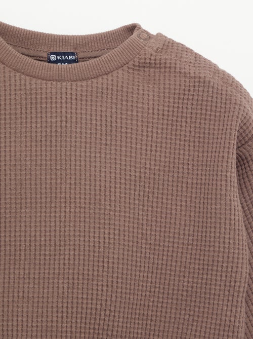 Conjunto de jogging em tecido waffle - 2 peças - Kiabi