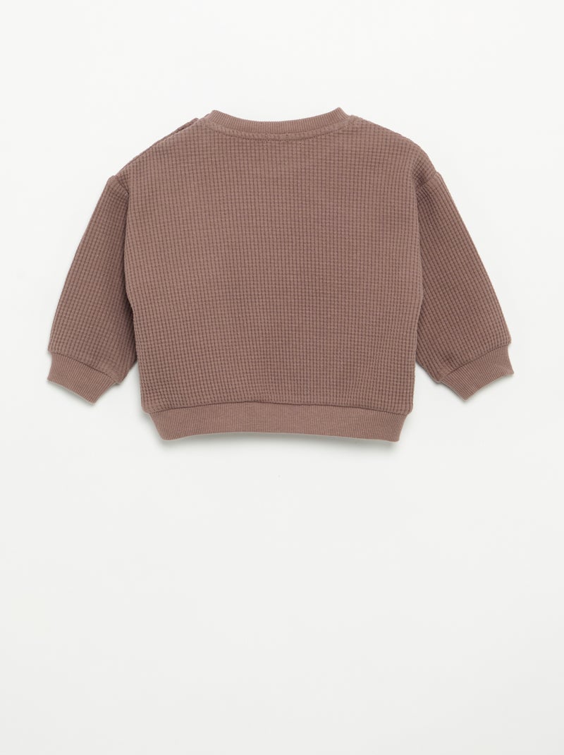 Conjunto de jogging em tecido waffle - 2 peças Castanho - Kiabi