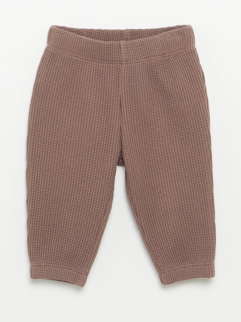 Conjunto de jogging em tecido waffle - 2 peças Castanho - Kiabi