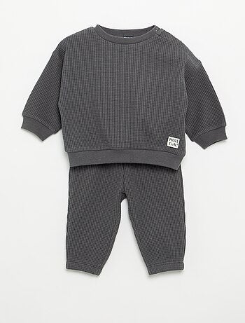 Conjunto de jogging em tecido waffle - 2 peças