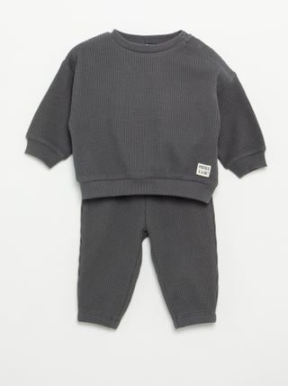 Conjunto de jogging em tecido waffle - 2 peças