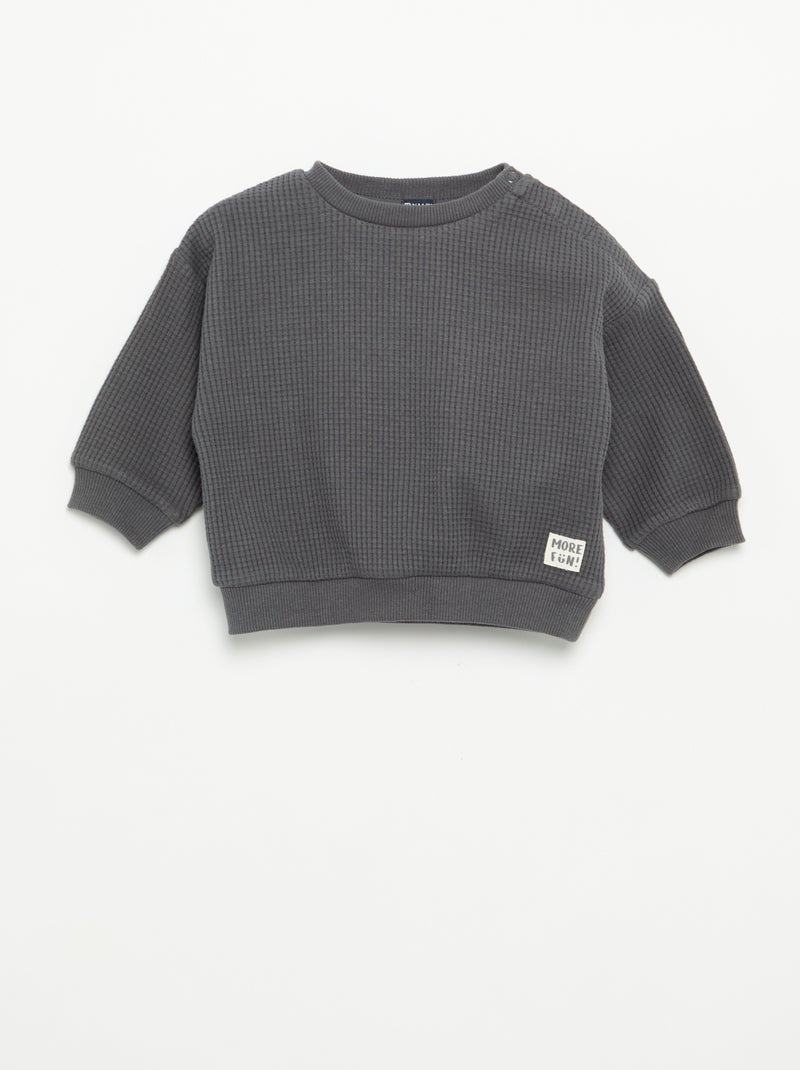 Conjunto de jogging em tecido waffle - 2 peças Cinza - Kiabi