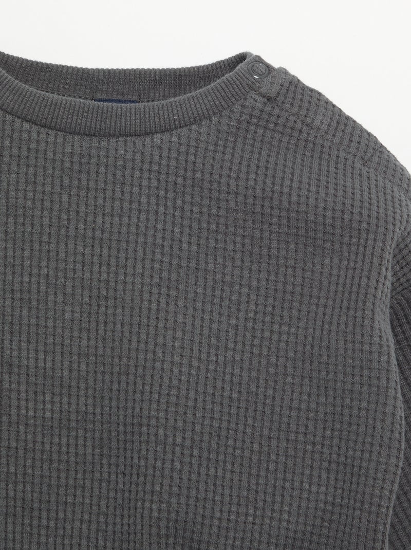 Conjunto de jogging em tecido waffle - 2 peças Cinza - Kiabi