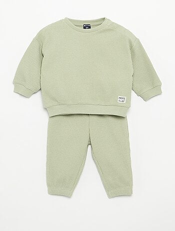 Conjunto de jogging em tecido waffle - 2 peças
