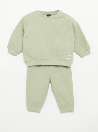 Conjunto de jogging em tecido waffle - 2 peças