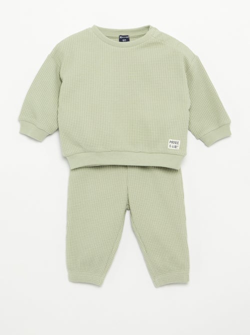 Conjunto de jogging em tecido waffle - 2 peças - Kiabi