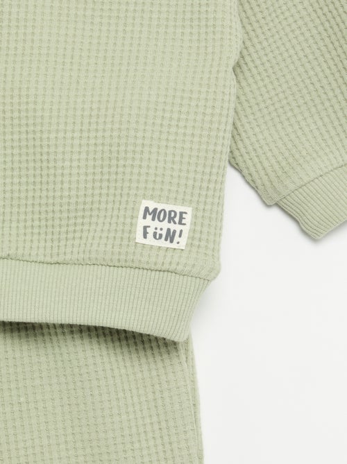 Conjunto de jogging em tecido waffle - 2 peças - Kiabi