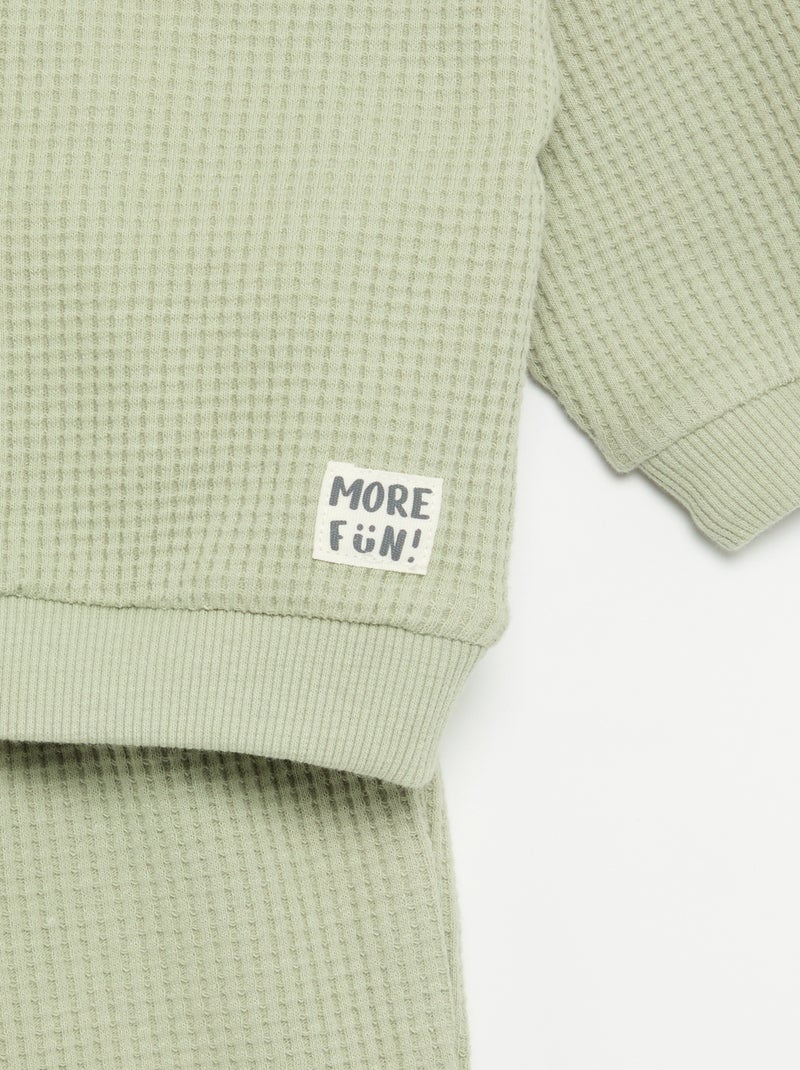 Conjunto de jogging em tecido waffle - 2 peças Verde - Kiabi