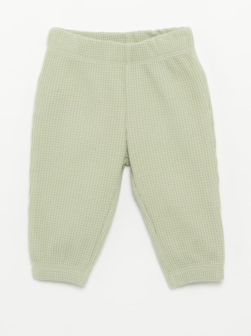 Conjunto de jogging em tecido waffle - 2 peças Verde - Kiabi