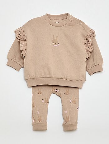 Conjunto de jogging sweat com folho + calças - 2 peças