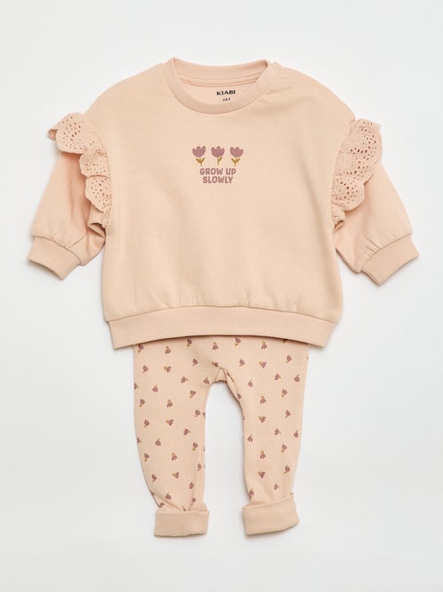 Conjunto de jogging sweat com folho + calças - 2 peças - Kiabi