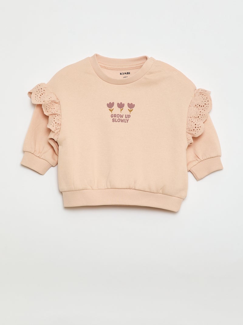 Conjunto de jogging sweat com folho + calças - 2 peças Rosa - Kiabi