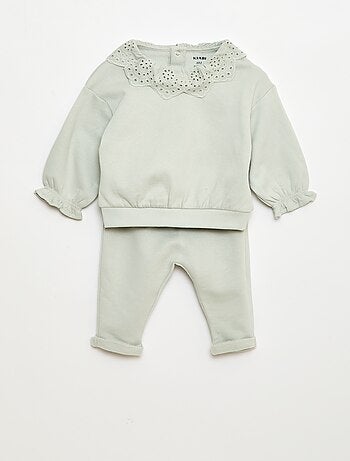Conjunto jogging + sweatshirt em moletom - 2 peças