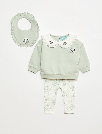 Conjunto de jogging sweatshirt + calças + babete 'Disney' 'Minnie' - 3 peças