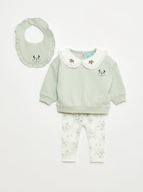 Conjunto de jogging sweatshirt + calças + babete 'Disney' 'Minnie' - 3 peças - Kiabi